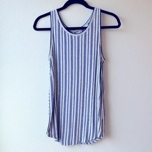 CAbi Ticker tank size xs, grey and cobalt blue stripes